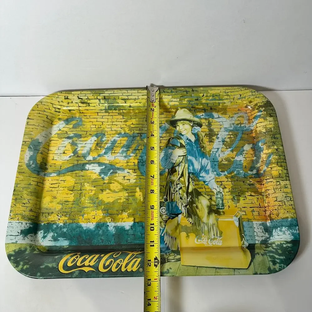 Coca-Cola Steve Johnson Cooler Than Summer metal tray 2000 Cowgirl sun faded